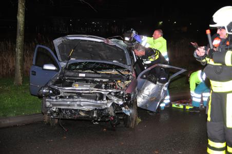 Automobilist rijdt 3 bomen uit de grond aan de Midden-Brabantweg Waalwijk