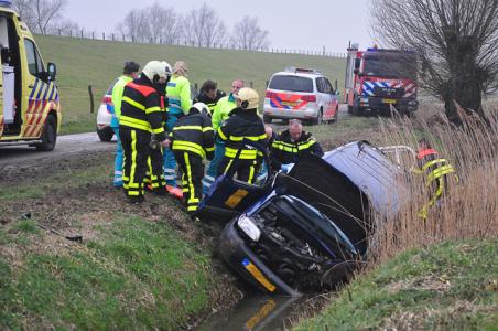 Auto in de sloot aan de Zuiderkanaalweg Waalwijk