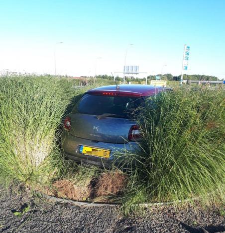 Auto belandt in struikgewas in Waalwijk