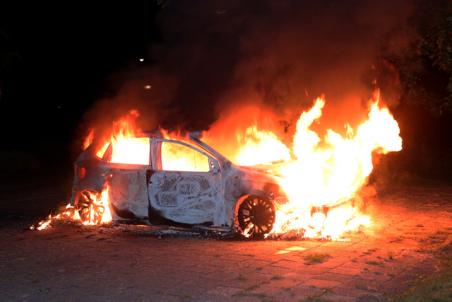 Autobrand aan de Bloemendaalweg Waalwijk