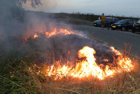 Berm in brand aan de Valkenvoortweg Waalwijk