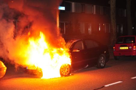 Autobrand aan de Beethovenlaan in Waalwijk
