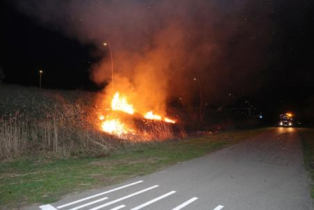 Metershoge vlammen langs Midden-Brabantweg: Brandweer blust rietbrand