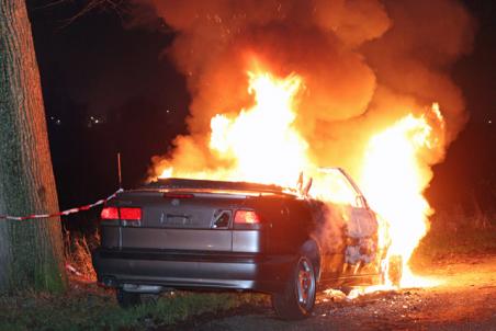 Auto gaat in vlammen op aan de Zomerdijk Waalwijk