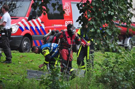 Hulpdiensten rukken massaal uit voor mogelijk persoon te water aan de Burg. Smeelelaan Waalwijk