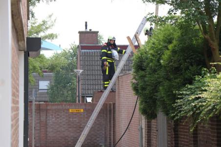 Klein brandje op dak aan de Grotestraat in Waalwijk