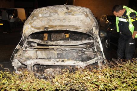 Auto verwoest door brand in Waalwijk