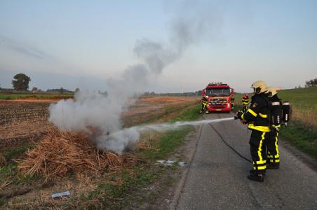 Brandweer rukt uit voor brandend riet op dijk Waalwijk